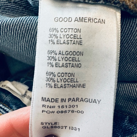 Good American Dark Blue Cropped Straight Leg Jeans - Picture 8 of 9